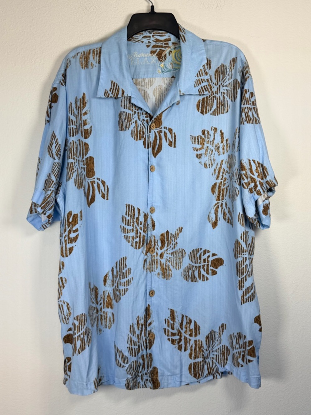 Tommy Bahama Relax Blue Tropical Floral Button Down Men's XL Hawaiian Shirt